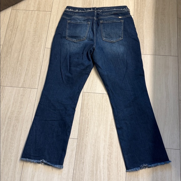 Kancan Dark Blue Flare Jeans with Raw Hem - Picture 4 of 6